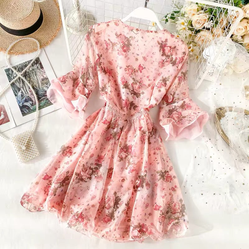 INS SWEET 3D FLOWERS LACE WAIST DRESS BY40901