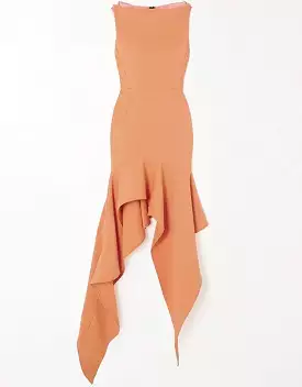 Irregular Flared Hem Dress In Orange