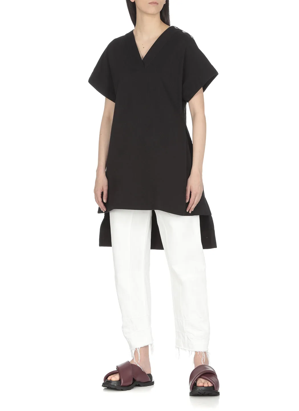 Jil Sander Button Embellished Longline T-Shirt