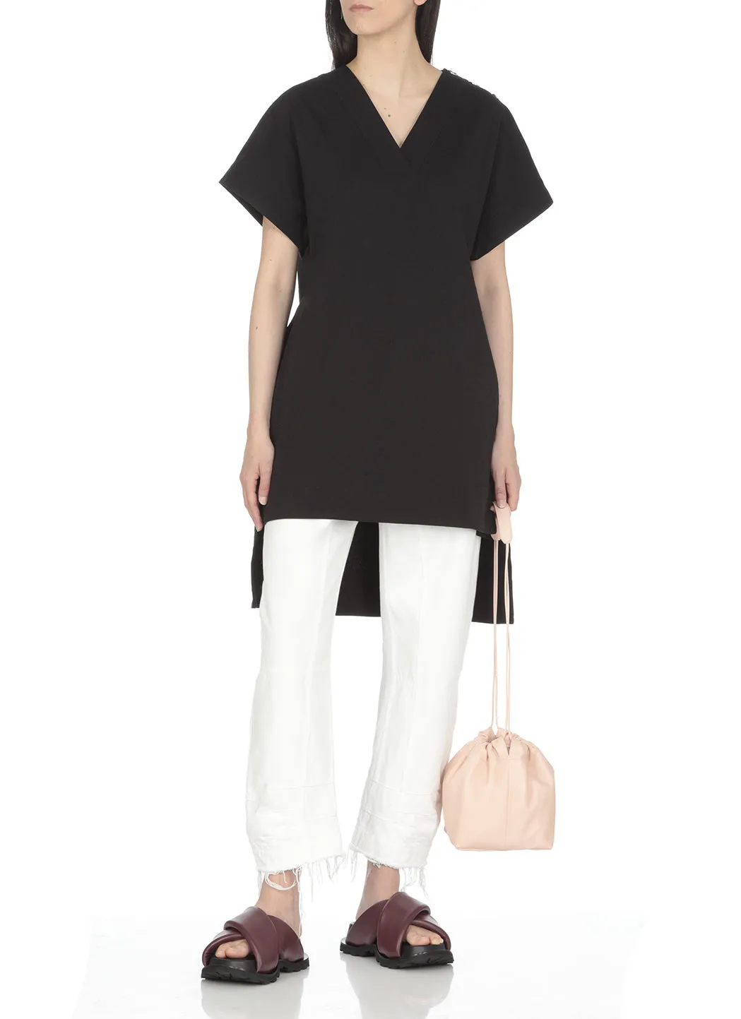 Jil Sander Button Embellished Longline T-Shirt