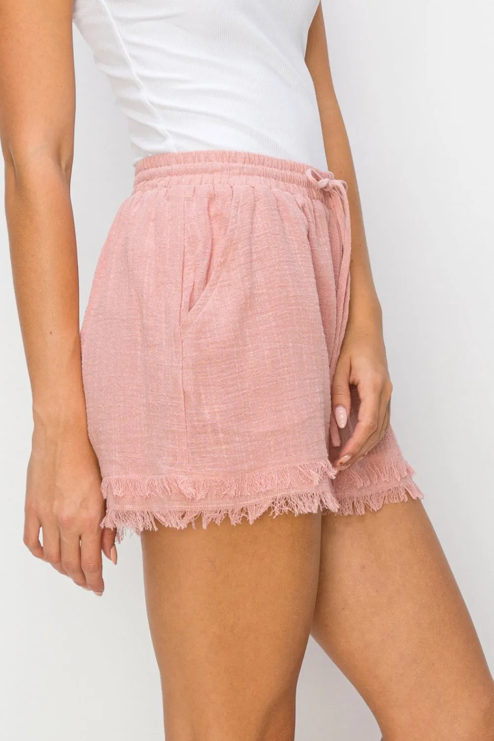 Joey Drawstring Frayed Shorts