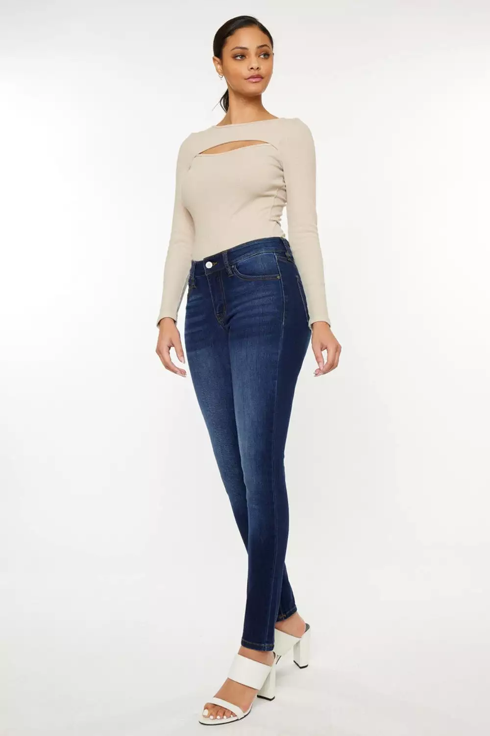 Kancan Mid Rise Gradient Skinny Jeans