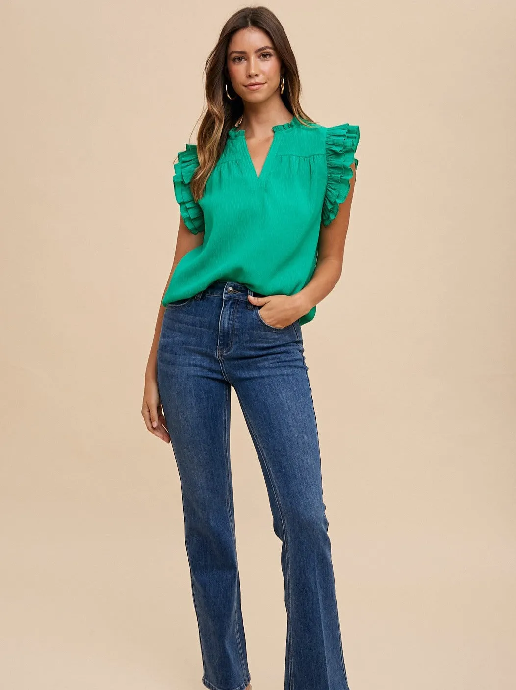 Kelly Ruffle Woven Blouse