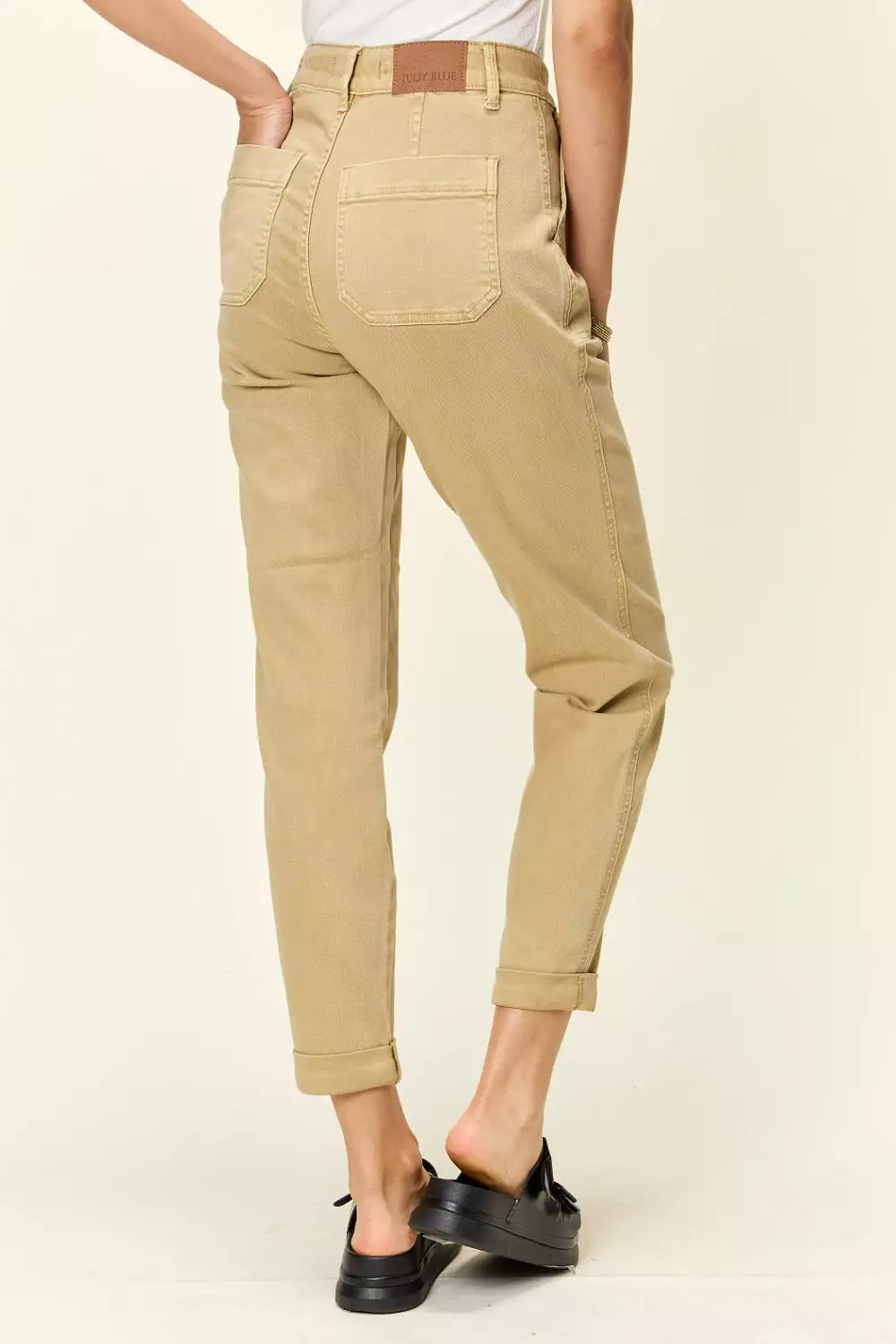 Khaki Full Size High Waist Jogger Jeans