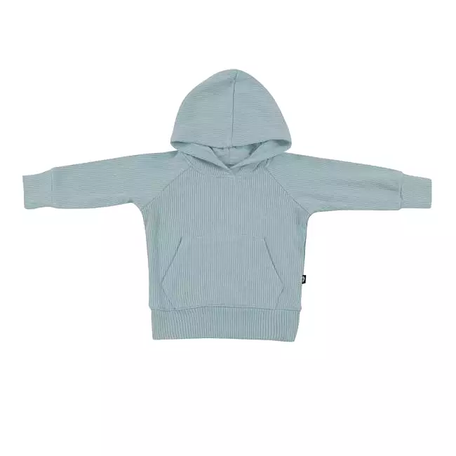 Kyte Baby Ribbed Hoodie in Glacier