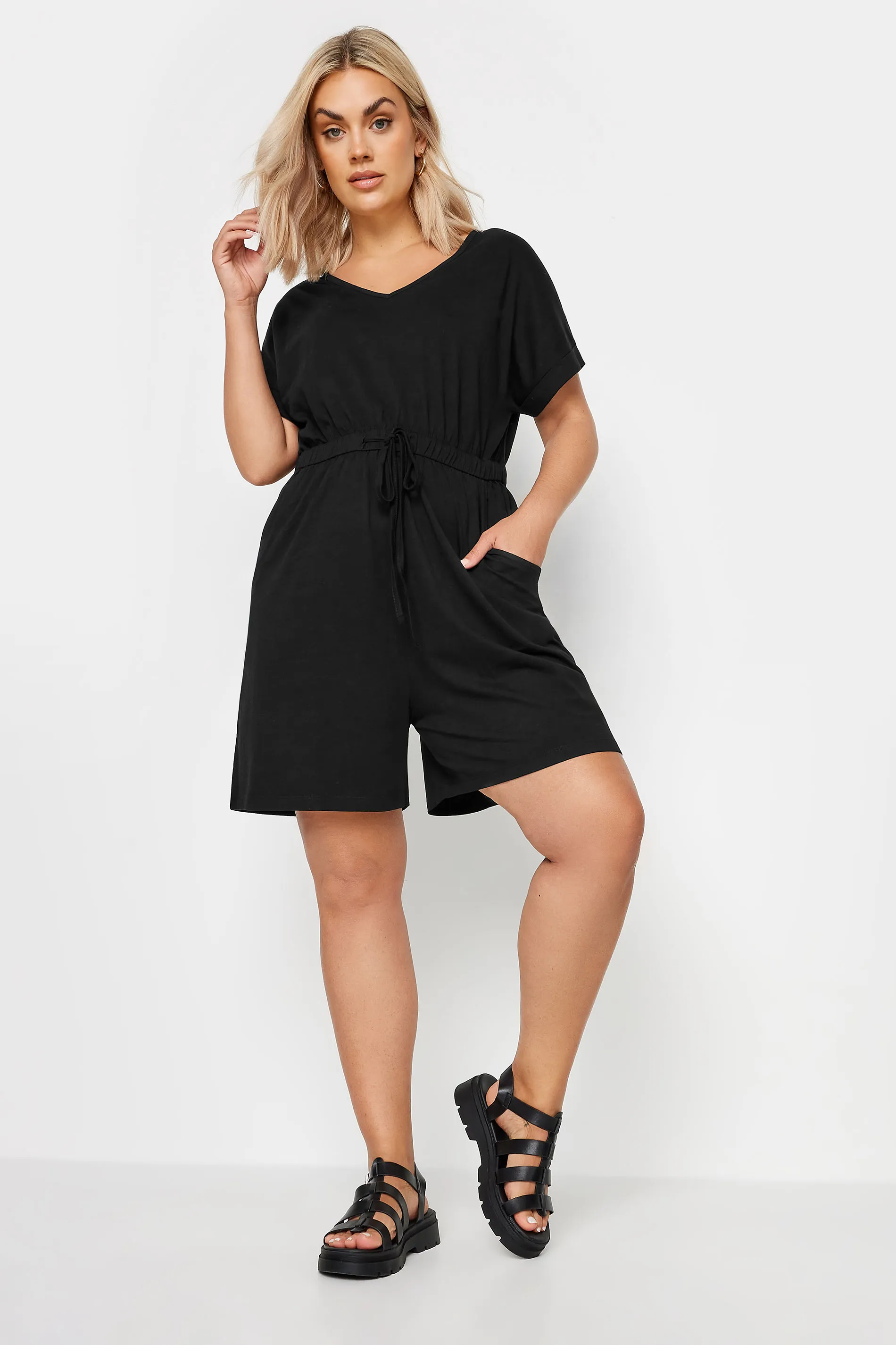 LIMITED COLLECTION Black Drawstring Playsuit