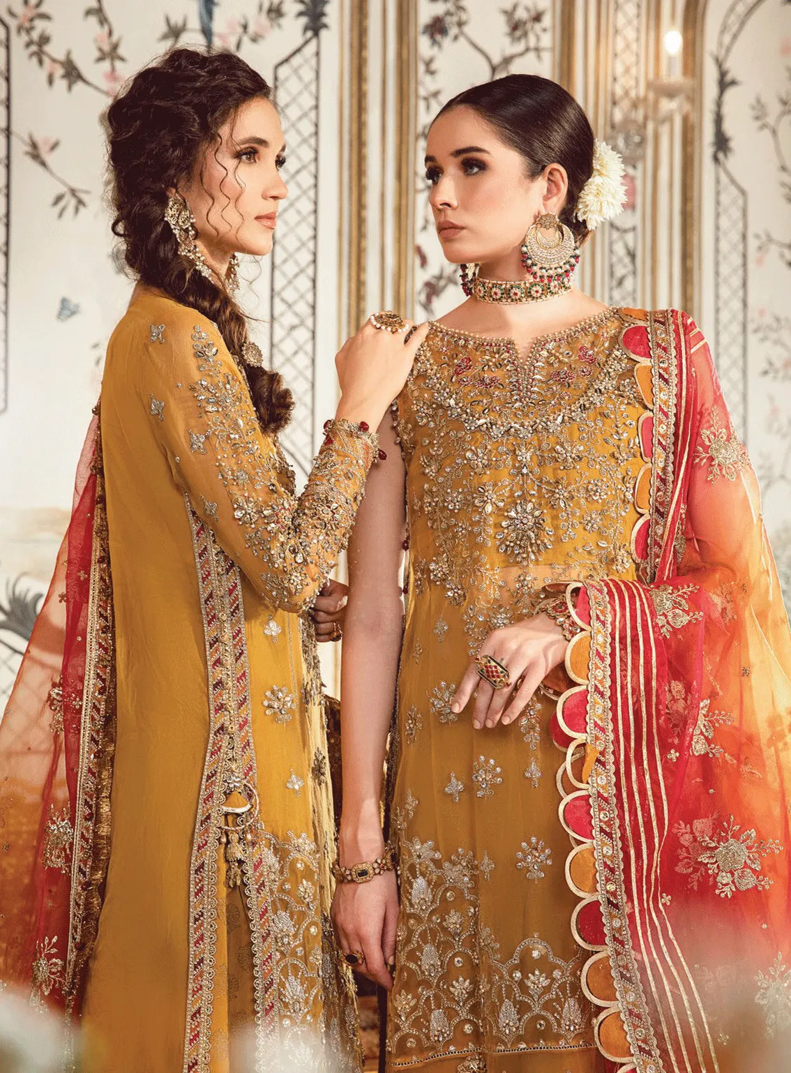 MBroidered By Maria B Embroidered Organza Unstitched 4 Piece Suit - MB23W BD-2707 MUSTARD