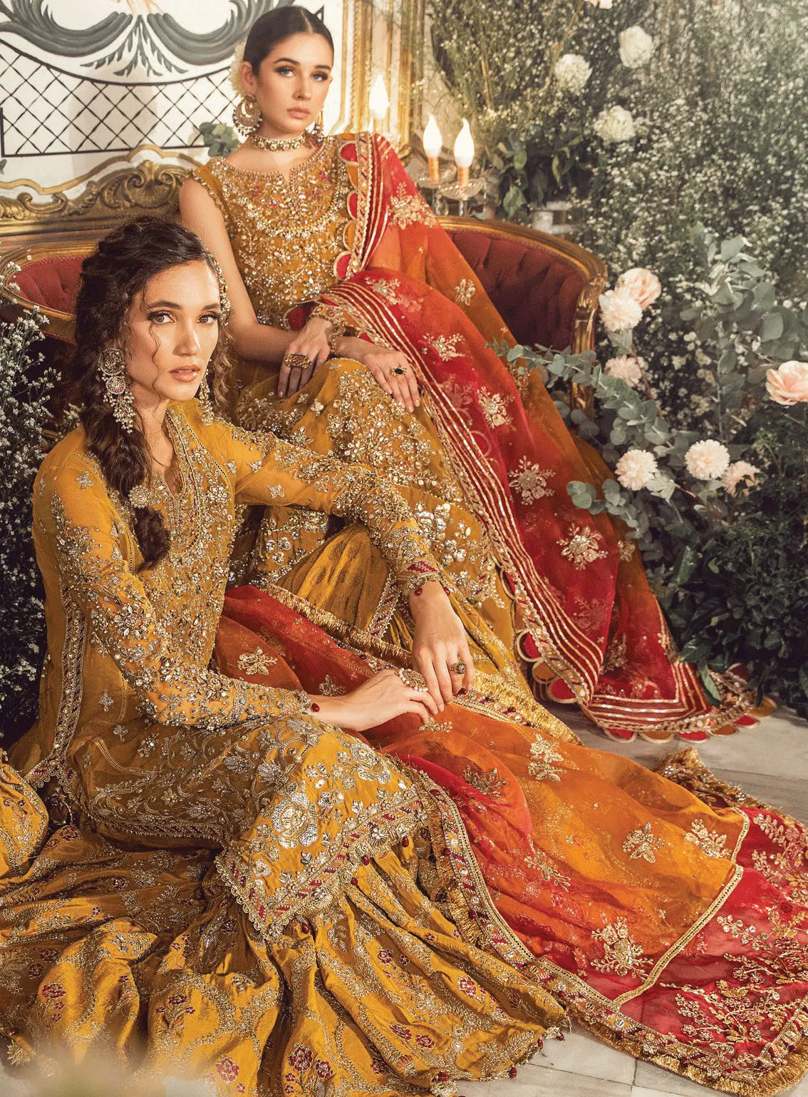 MBroidered By Maria B Embroidered Organza Unstitched 4 Piece Suit - MB23W BD-2707 MUSTARD