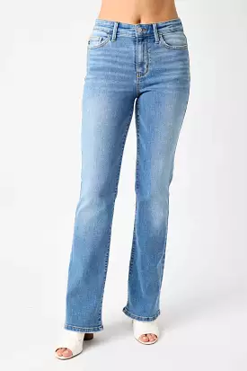 Mid Wash Full Size High Waist Straight Jeans