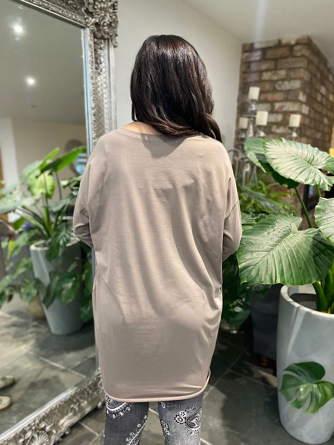 Mocha Two Pocket Longline Top Jenna