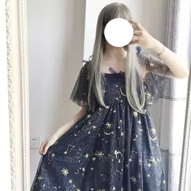 MOON EMBROIDERY BOW DRESS BY71114