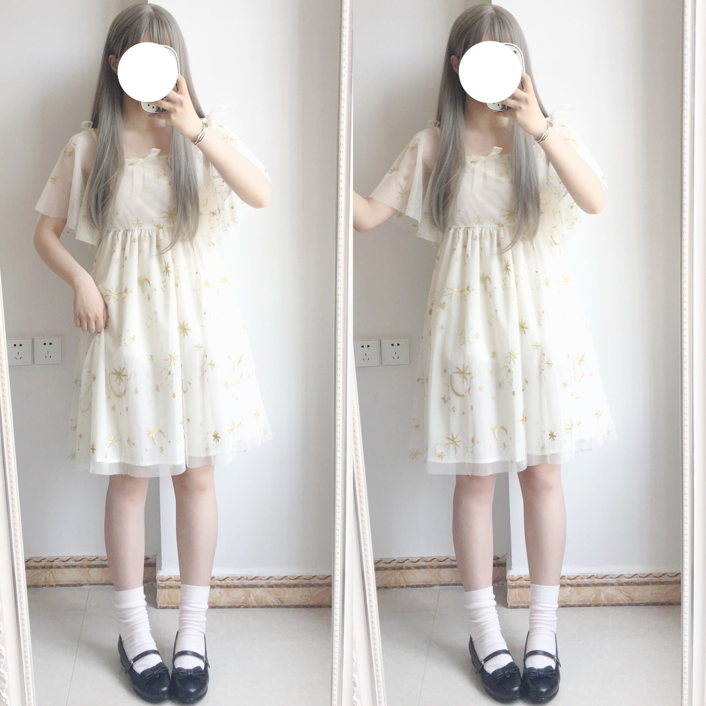 MOON EMBROIDERY BOW DRESS BY71114