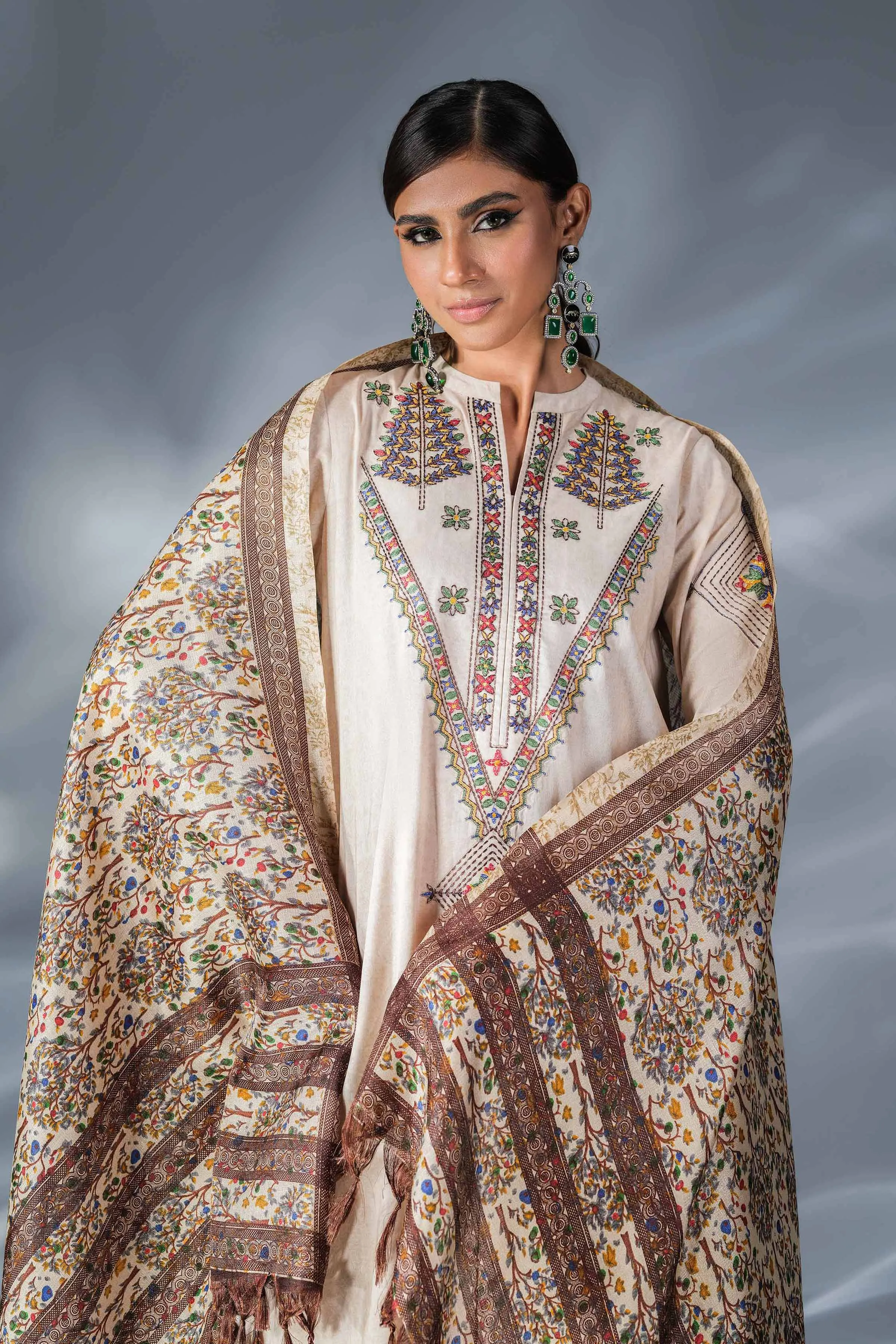 Nishat Festive Eid Embroidered Cambric Unstitched 3Pc Suit - 42401365