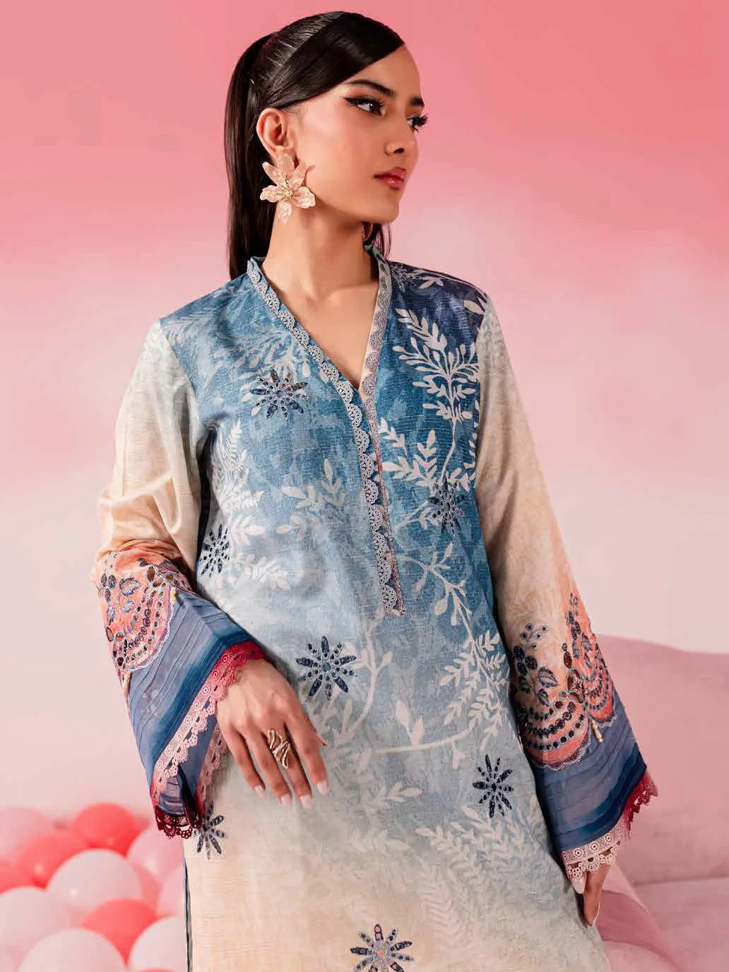 Nureh Ballerina Embroidered Chikankari Lawn Unstitched 2Pc Suit NU2-146