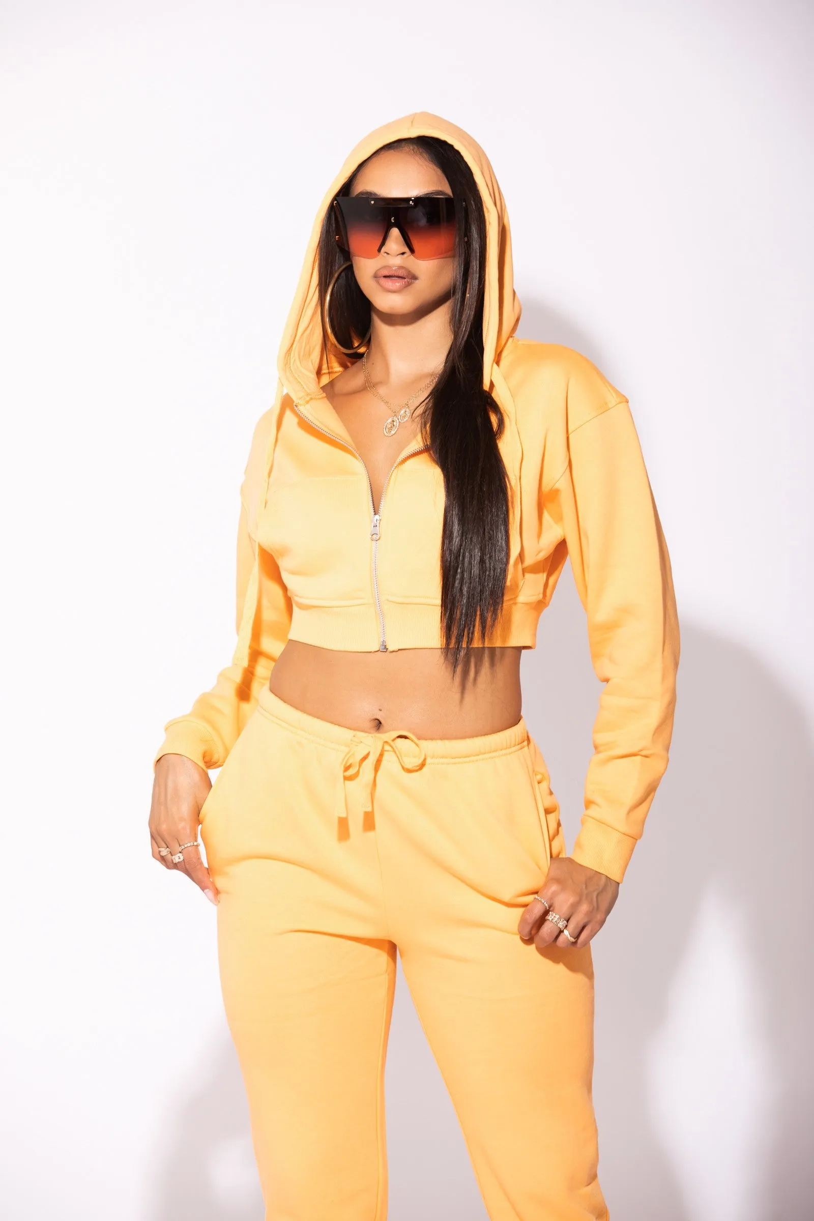 Orange Basic Drawstring Sweats