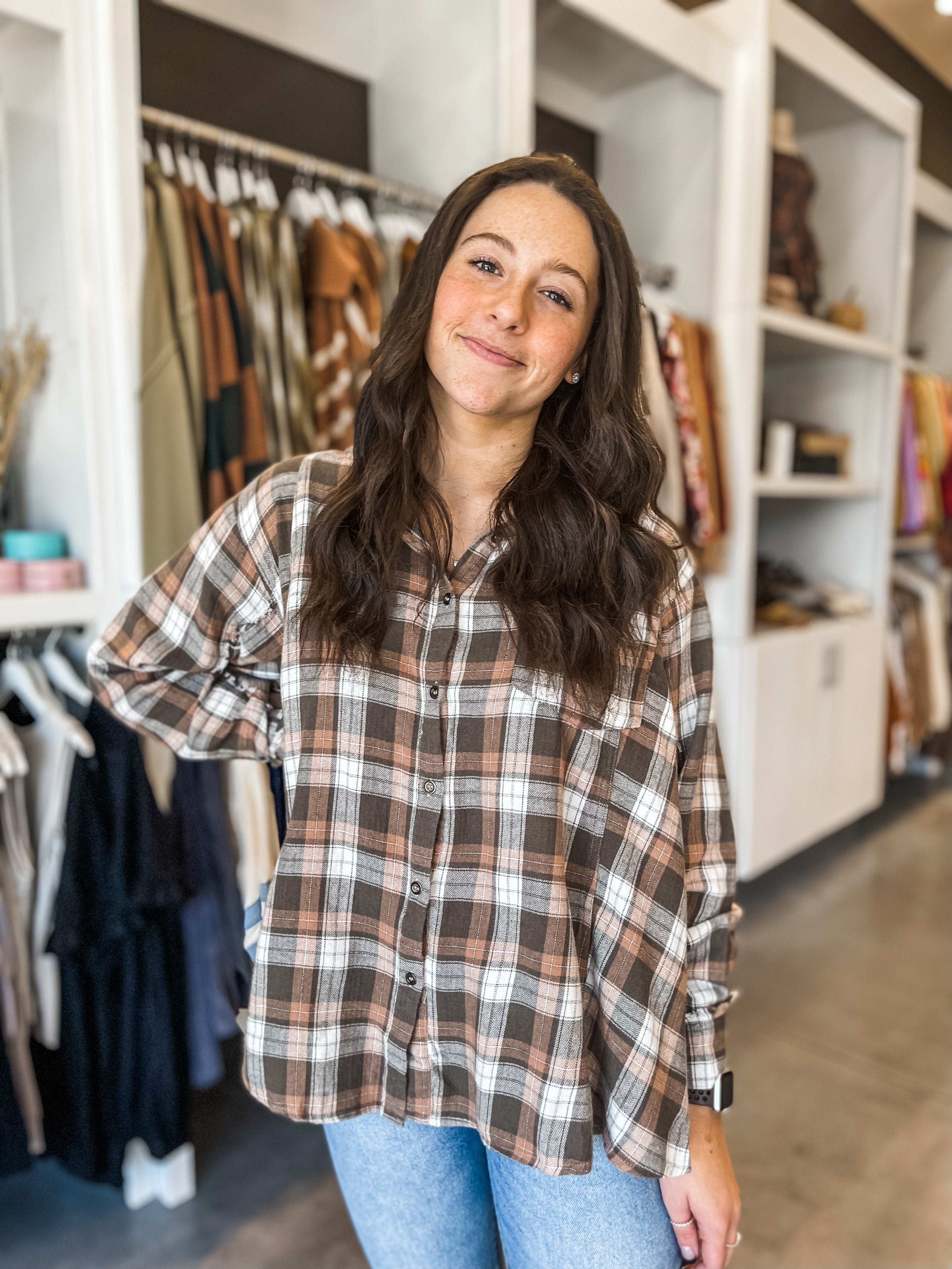 Pumpkin Cream Plaid Shirt