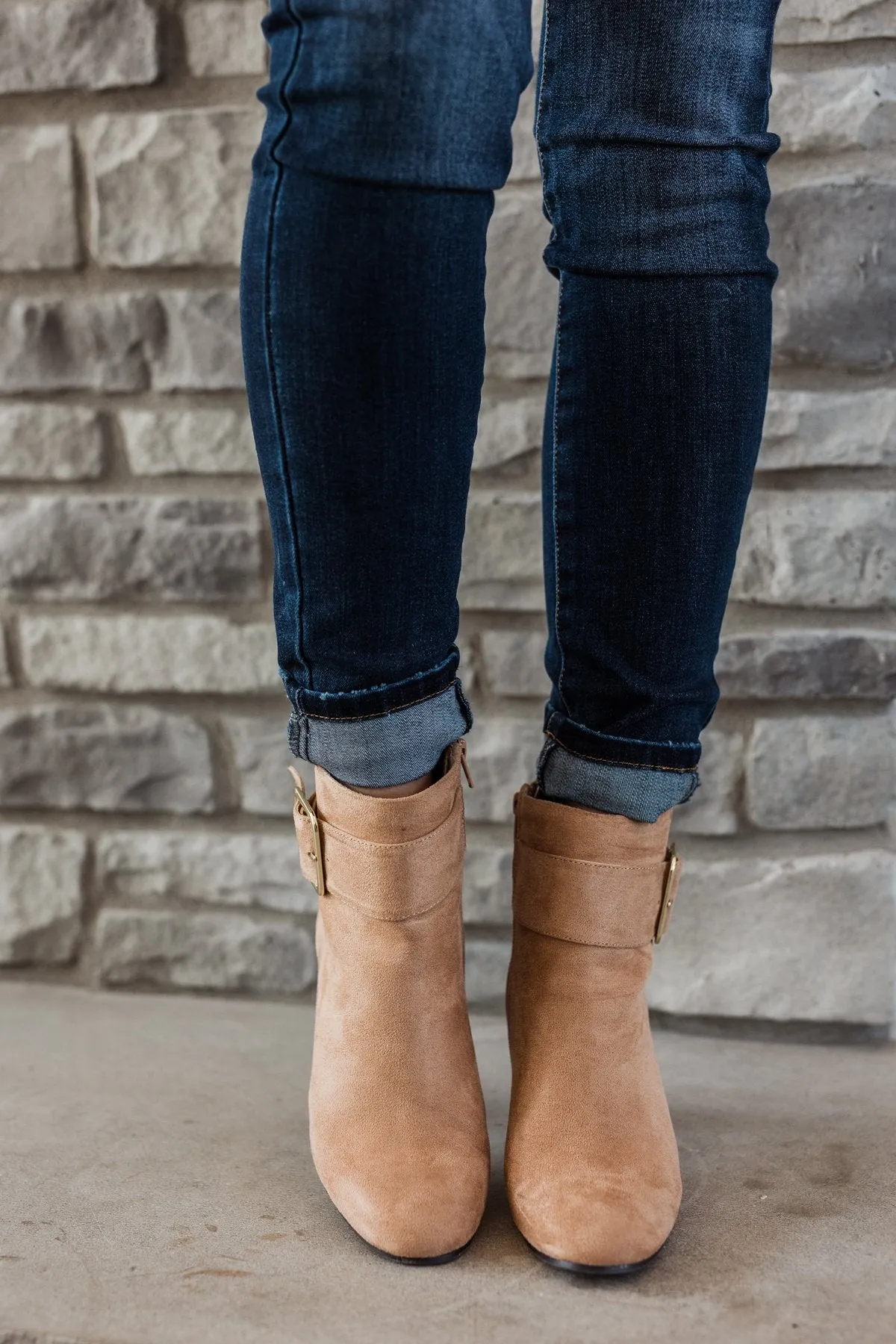 Qupid Malone Heels- Warm Taupe Suede