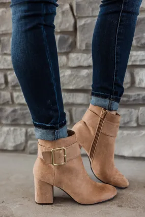 Qupid Malone Heels- Warm Taupe Suede