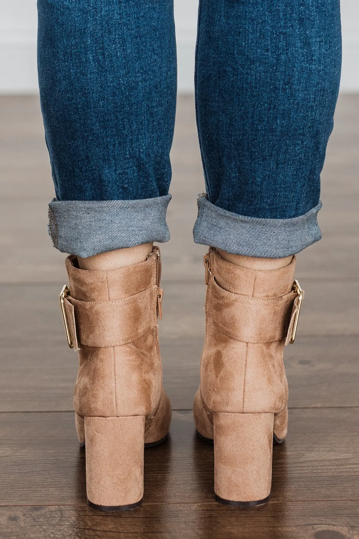 Qupid Malone Heels- Warm Taupe Suede