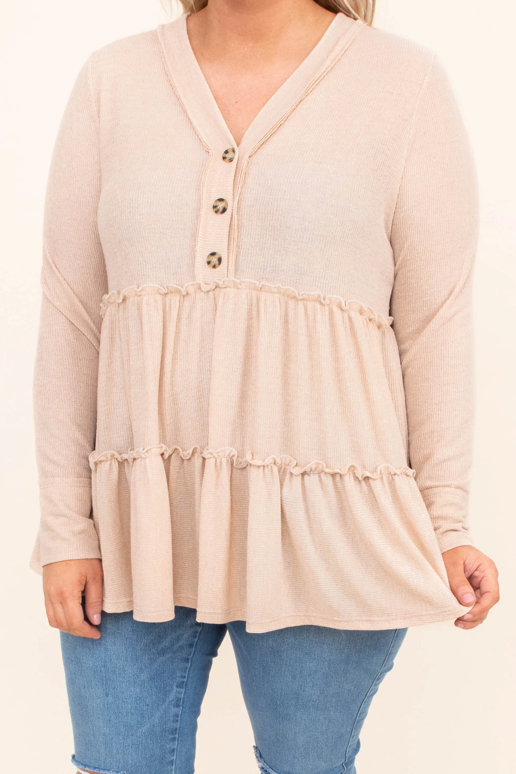 Release The Charm Top, Taupe