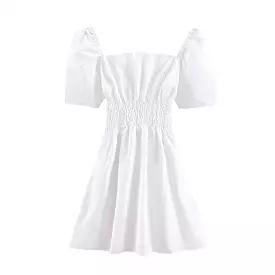 RETRO HEPBURN AQUARE COLLAR WHITE PRINCESS DRESS BY71096