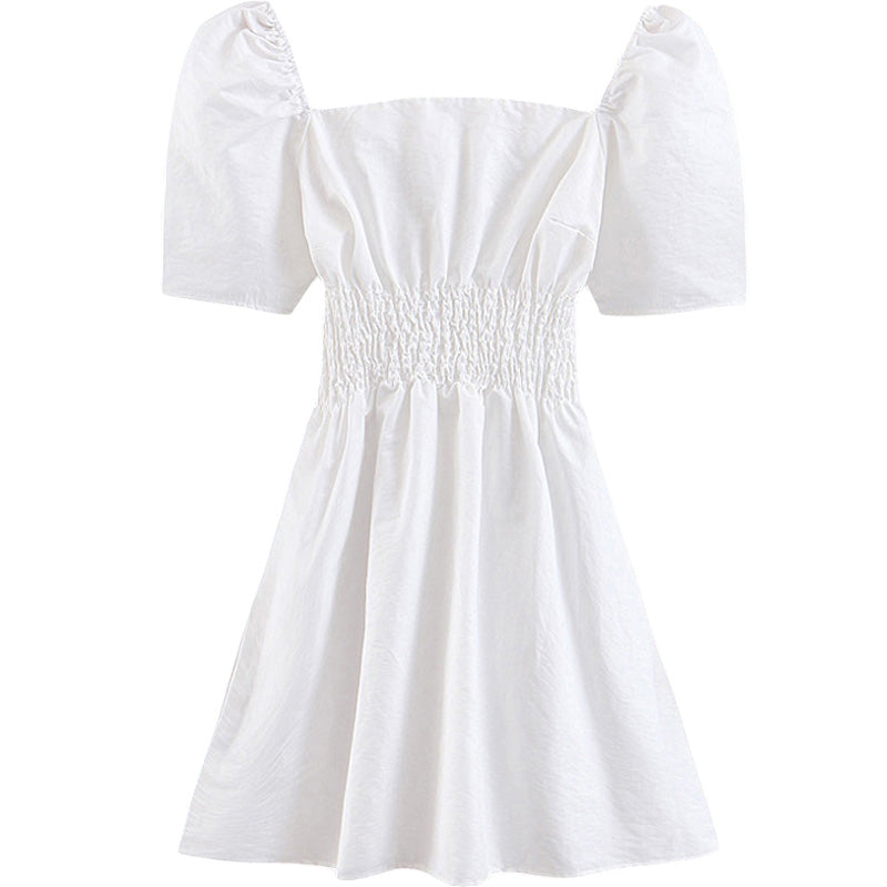 RETRO HEPBURN AQUARE COLLAR WHITE PRINCESS DRESS BY71096