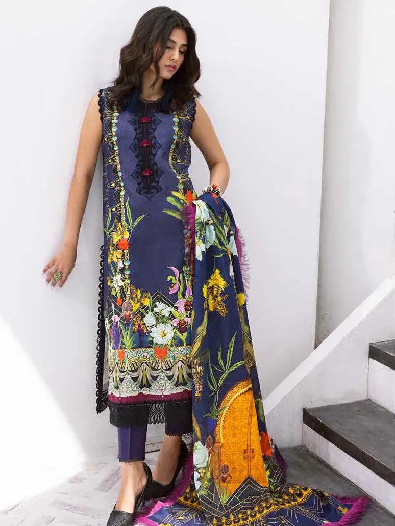 Roheenaz Leya Printed Lawn Unstitched 3Pc Suit RNZ-10A Wave Rider