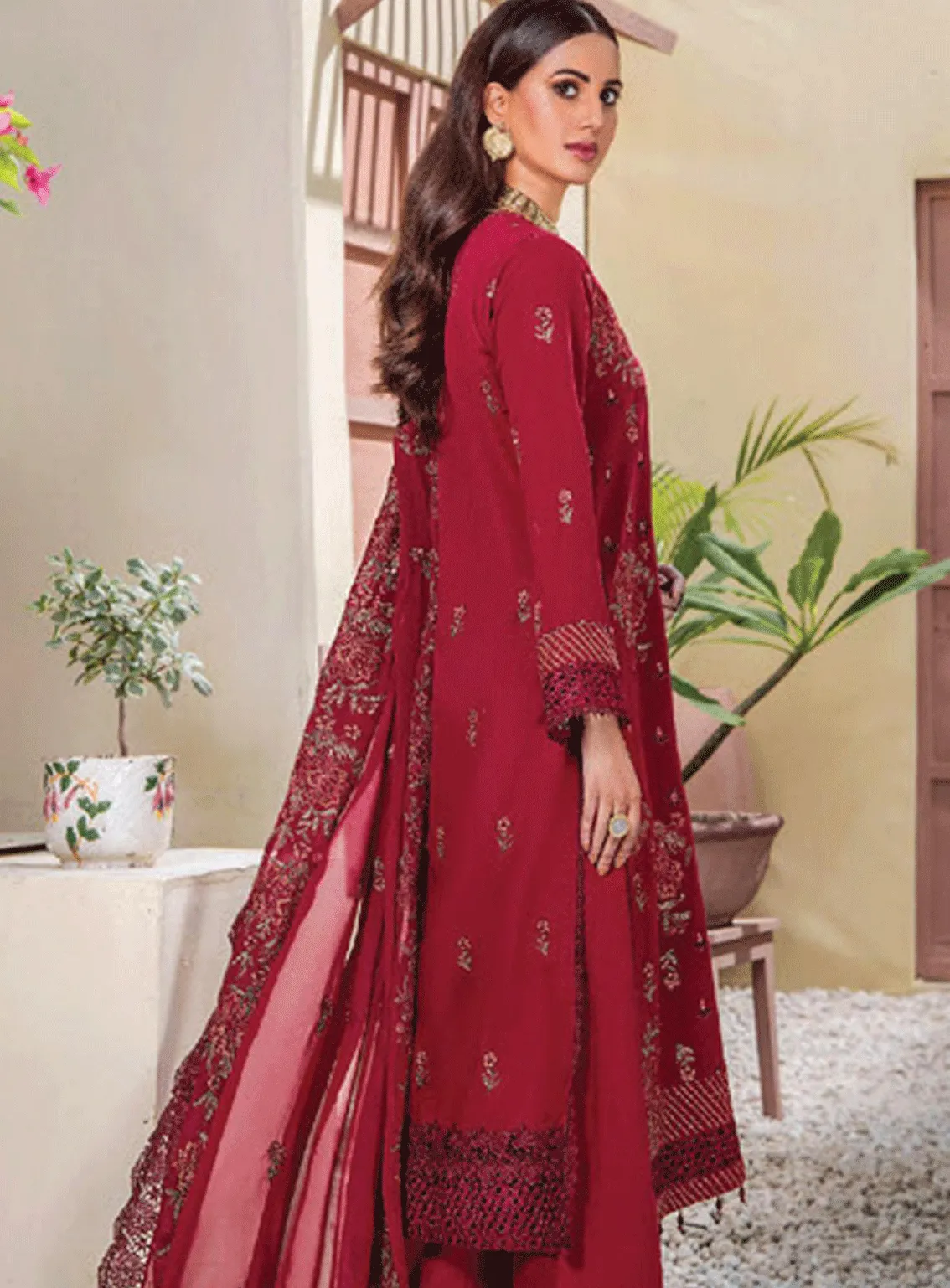 Rumli By Humdum Embroidered Karandi Unstitched 3 Piece Suit - HD23RK 03