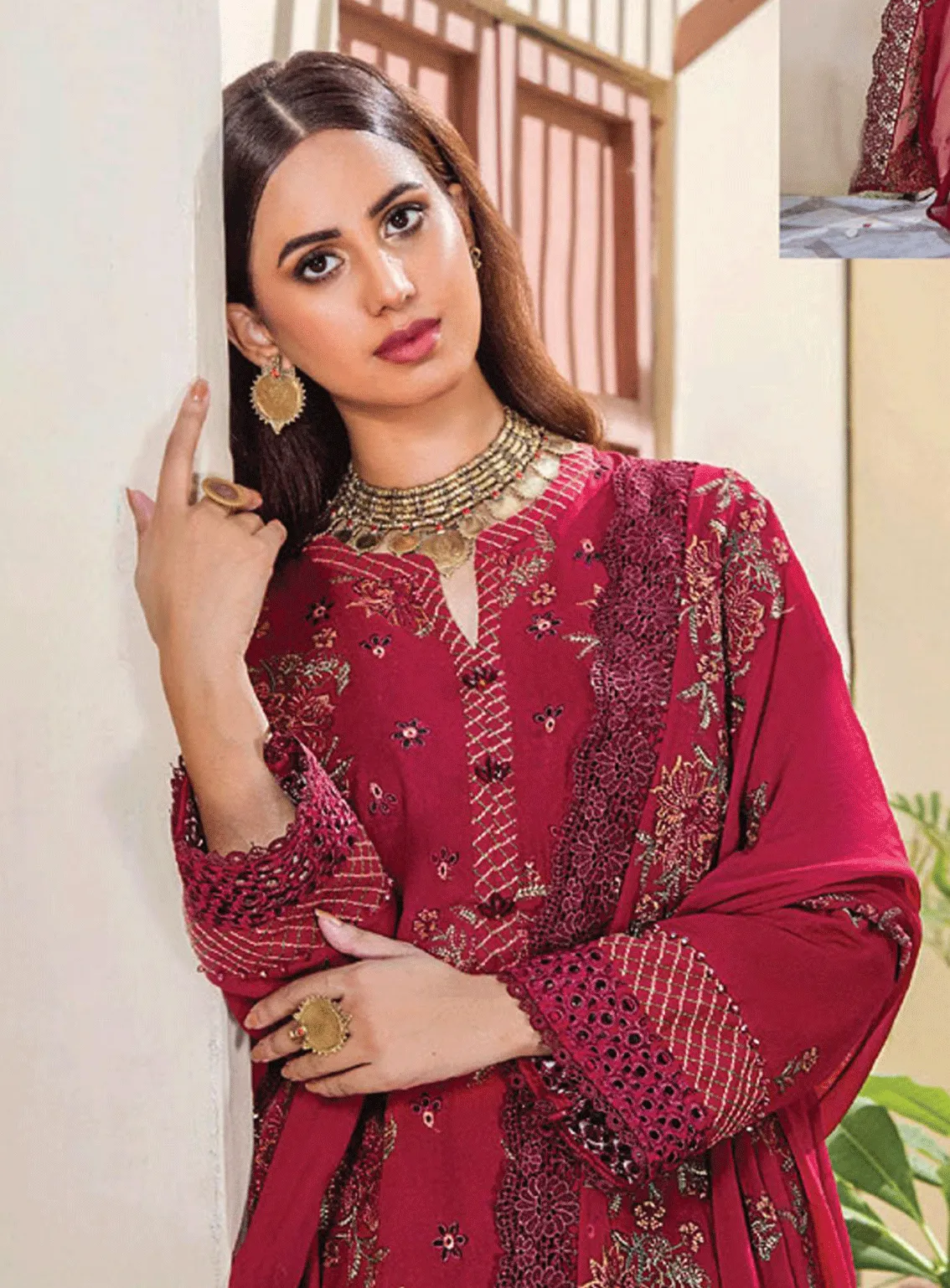 Rumli By Humdum Embroidered Karandi Unstitched 3 Piece Suit - HD23RK 03