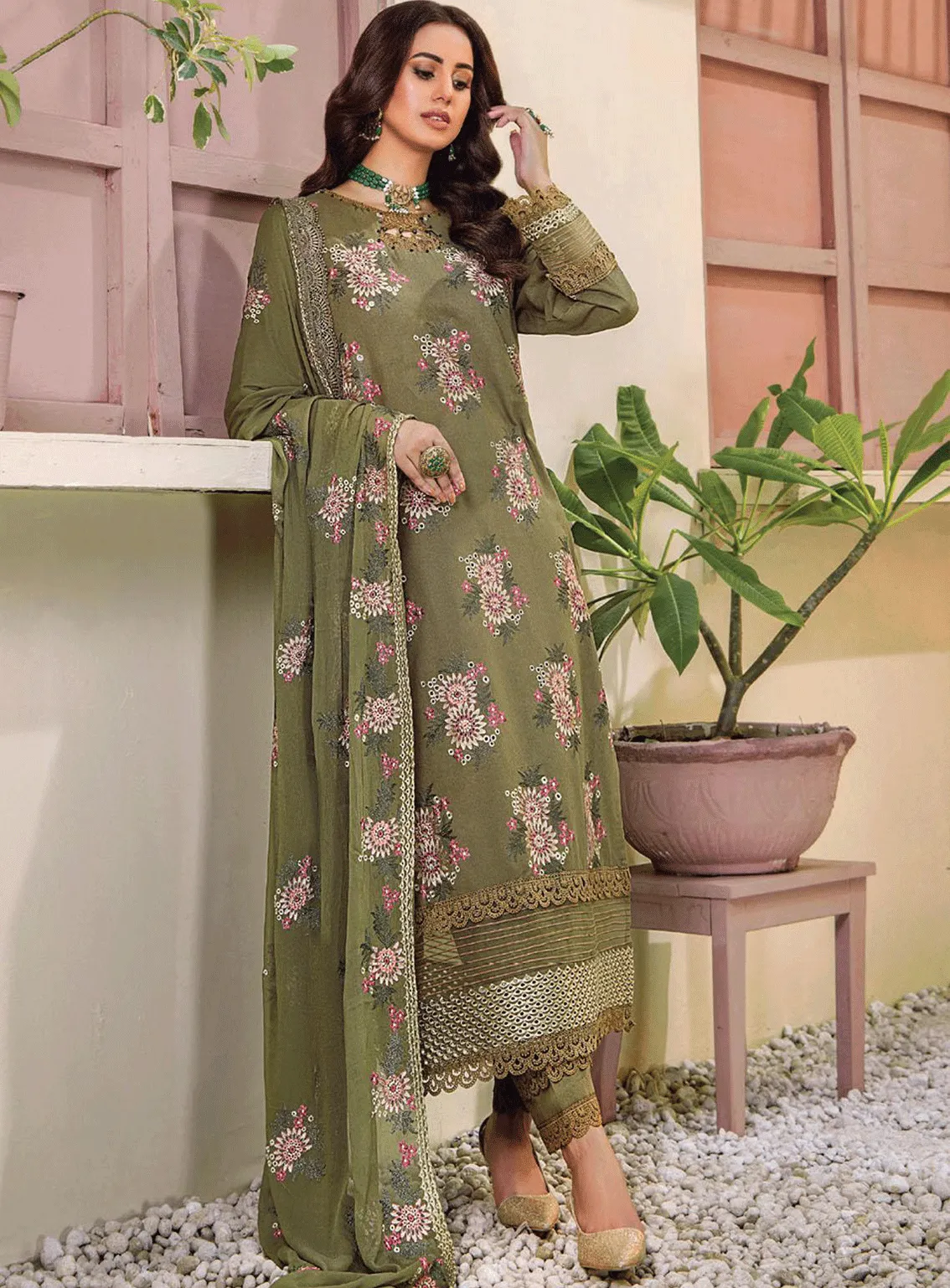 Rumli By Humdum Embroidered Karandi Unstitched 3 Piece Suit - HD23RK 05