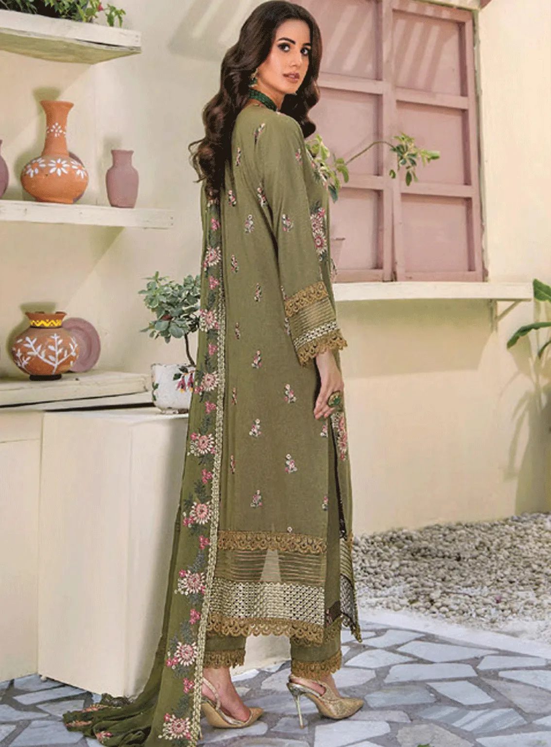 Rumli By Humdum Embroidered Karandi Unstitched 3 Piece Suit - HD23RK 05