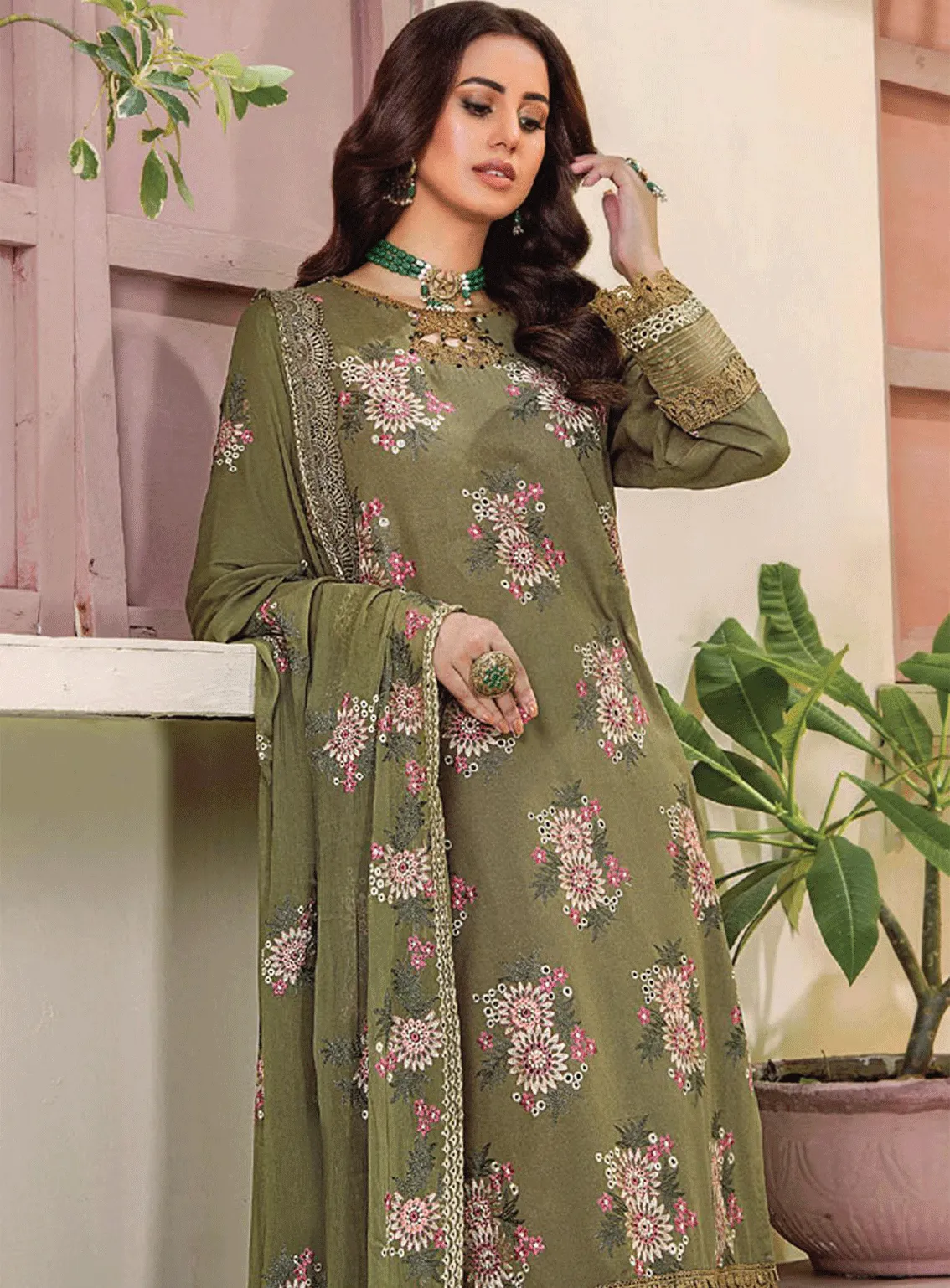 Rumli By Humdum Embroidered Karandi Unstitched 3 Piece Suit - HD23RK 05