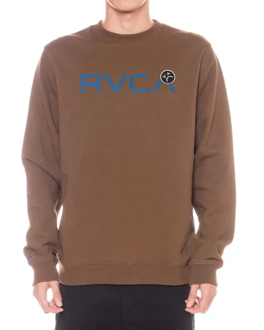 RVCA  |Crew Neck Unisex Long Sleeves Plain Logo Sweatshirts