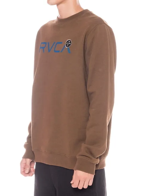 RVCA  |Crew Neck Unisex Long Sleeves Plain Logo Sweatshirts