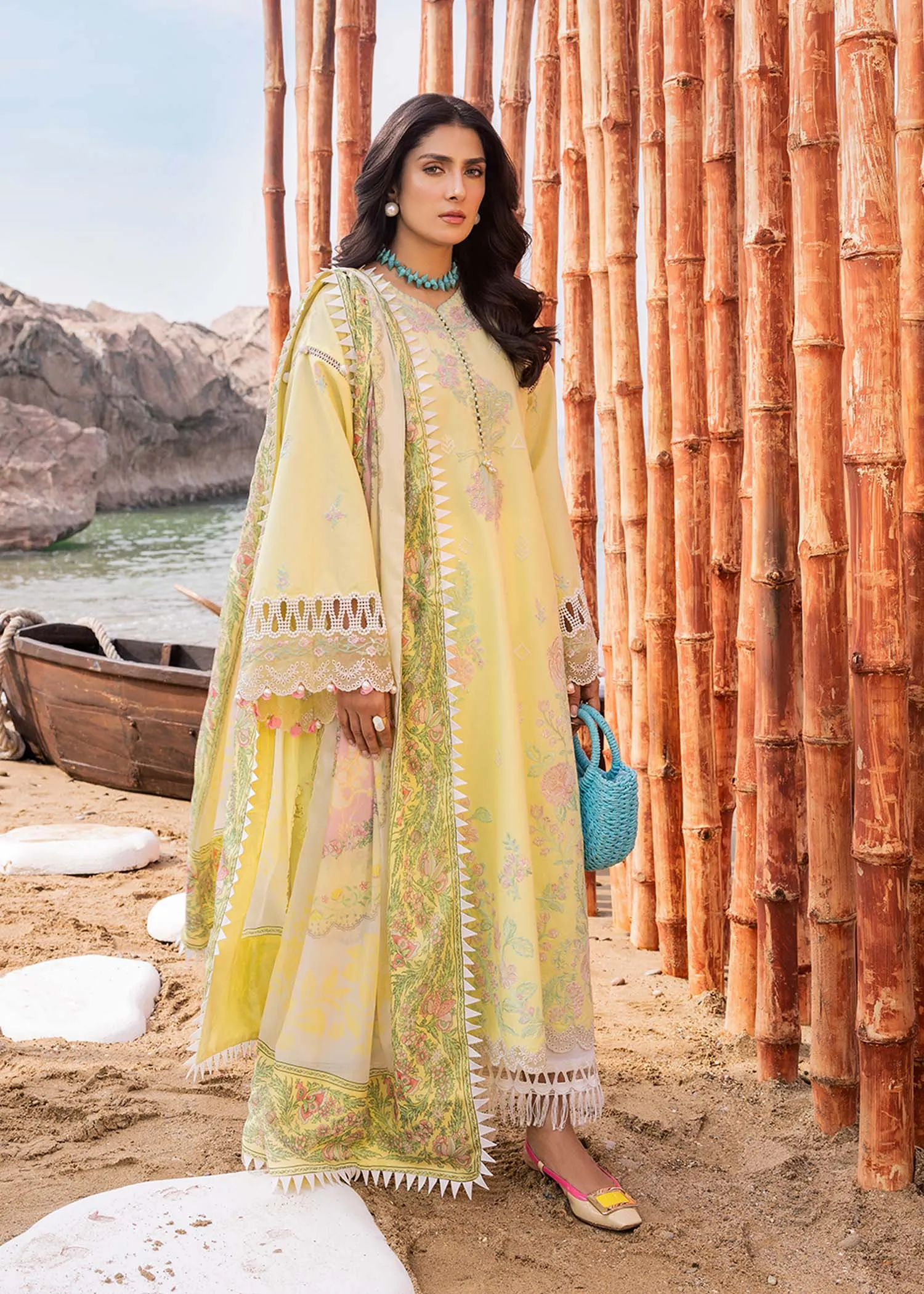 Siraa by Sadaf Fawad Khan Embroidered Lawn Unstitched 3Pc Suit - Amani (A)