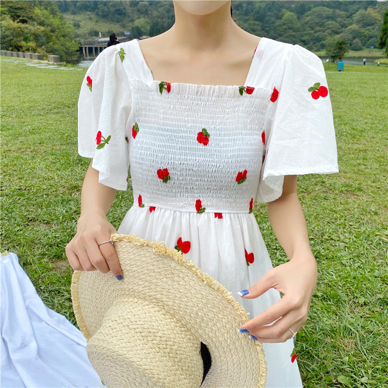 SWEET ''PINEAPPLE & STRAWBERRY & CHERRY'' EMBROIDERY DRESS BY61205