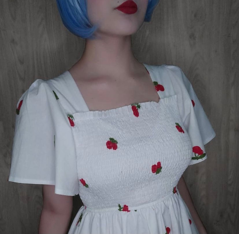 SWEET ''PINEAPPLE & STRAWBERRY & CHERRY'' EMBROIDERY DRESS BY61205