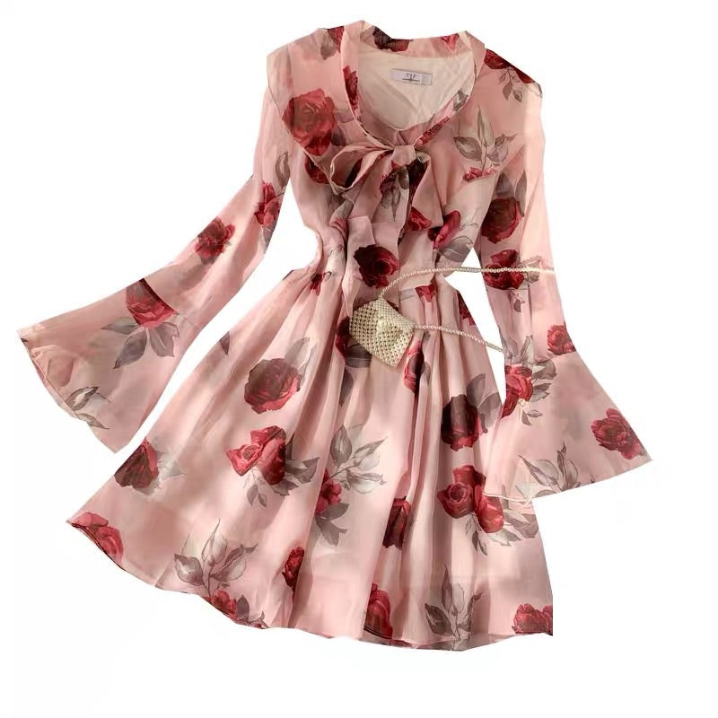 SWEET ROSE PRINT DRESS BY40403