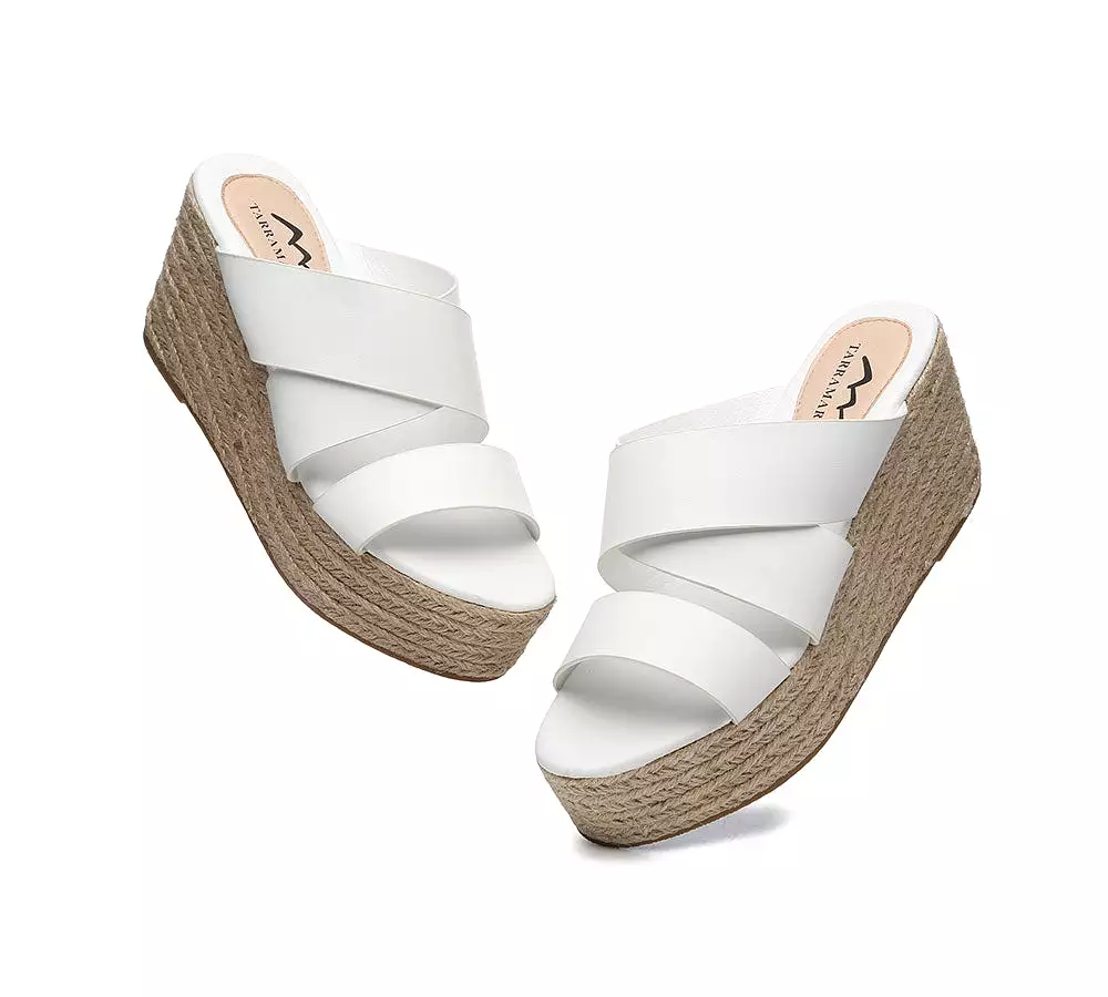 TARRAMARRA Women'S Crossover-Strap Platform Heels Slip-On Sandal Slides Wedges Julie