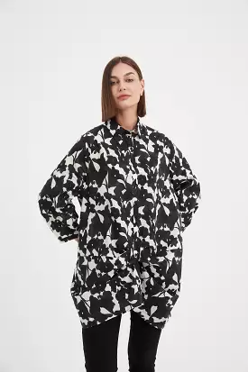 Tirelli - Button Front Volume Shirt - Black Floral