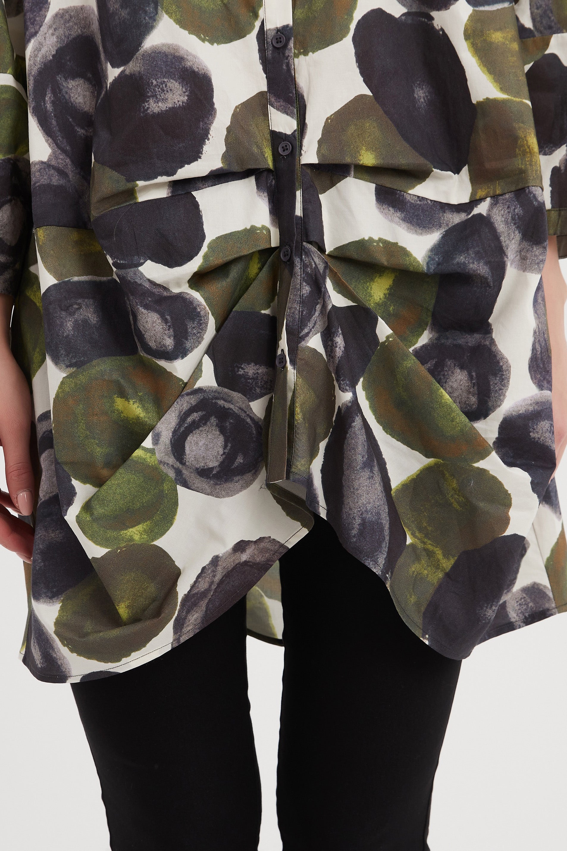 Tirelli - Button Front Volume Shirt - Moss Spot