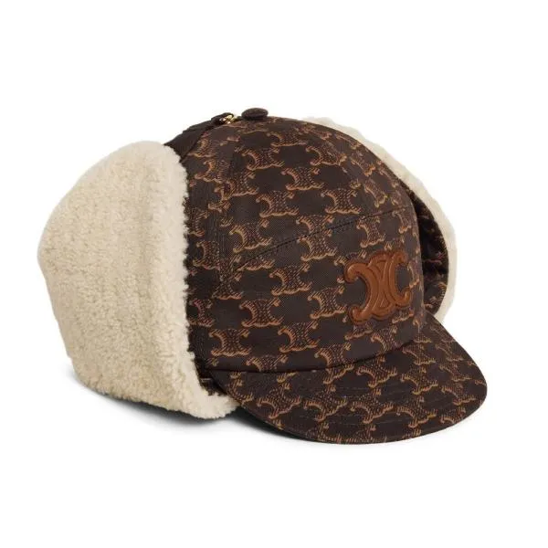 Triomphe Chapka Hat with Shearling Lining - Brown