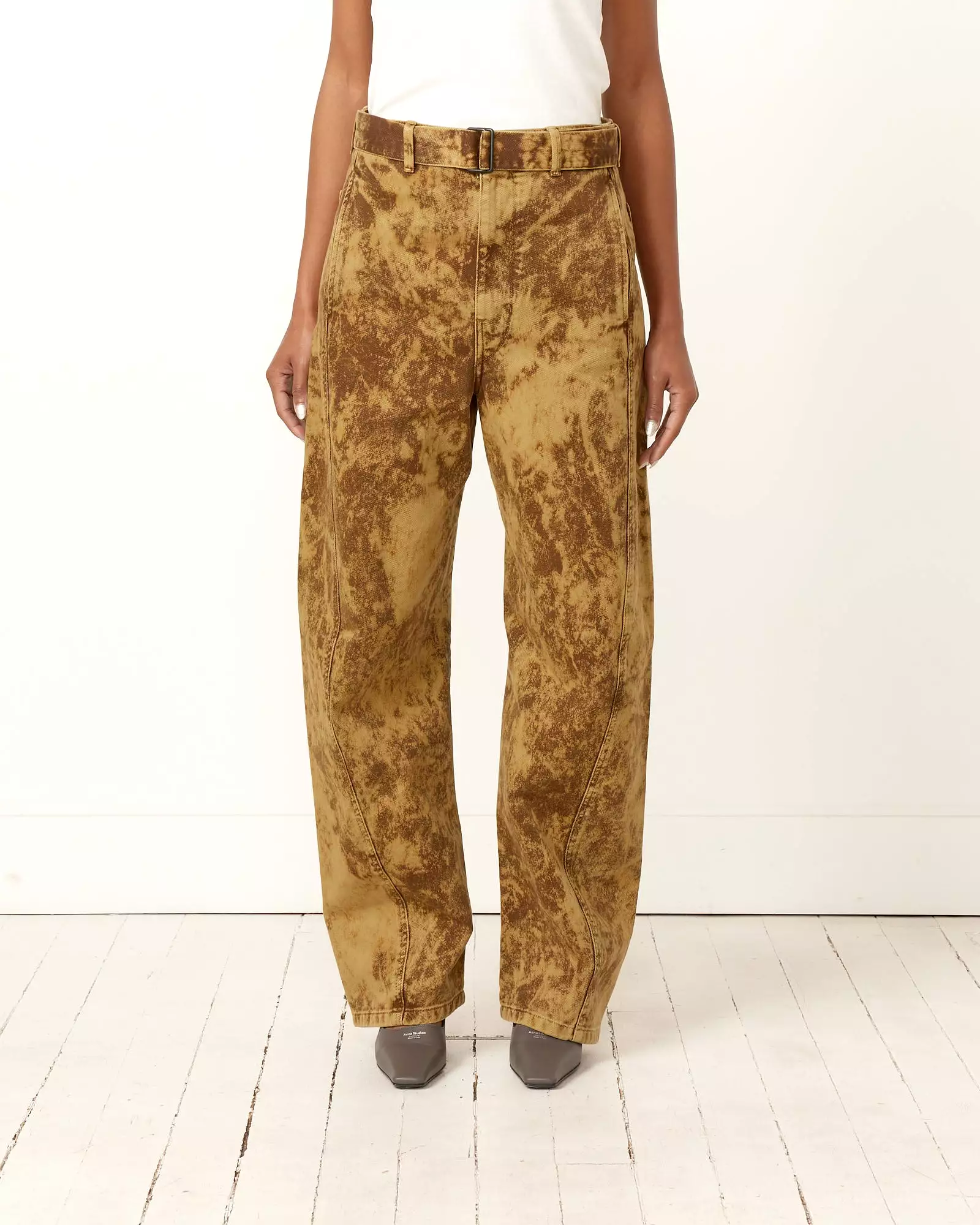 Twisted Belted Pant in Acid Snow Bronze