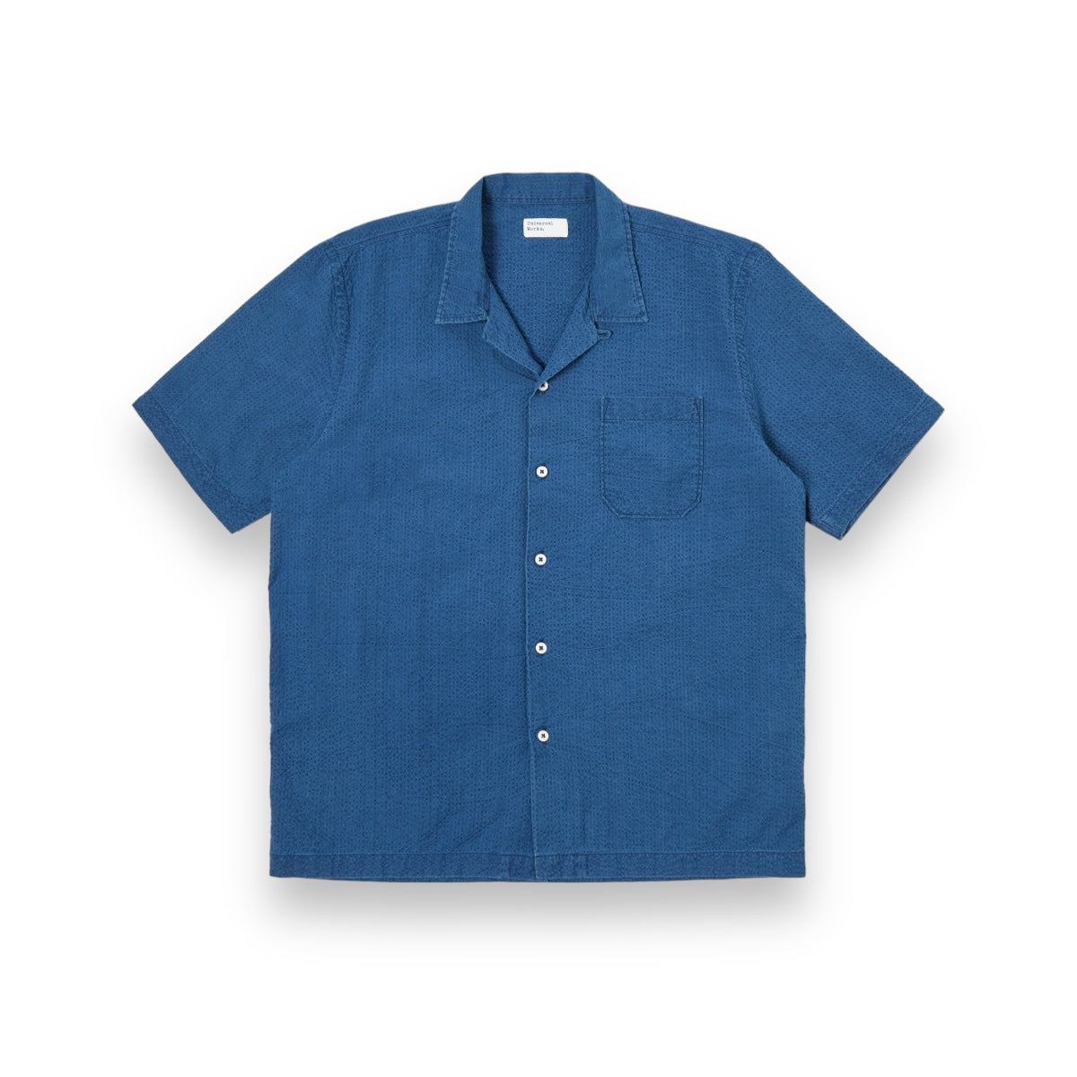 Universal Works Road Shirt Indigo Seersucker 30656 washed indigo