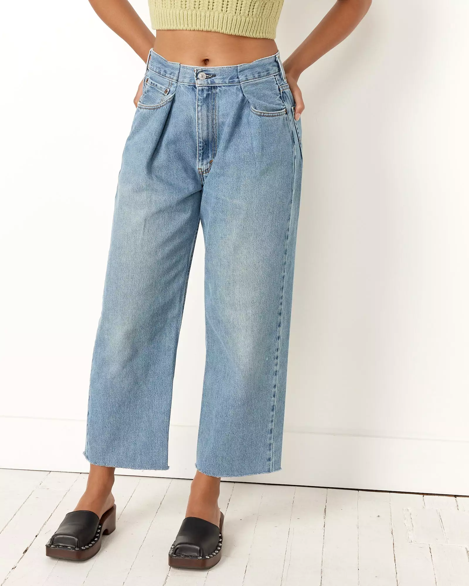 Upcycled Pleat Front Denim