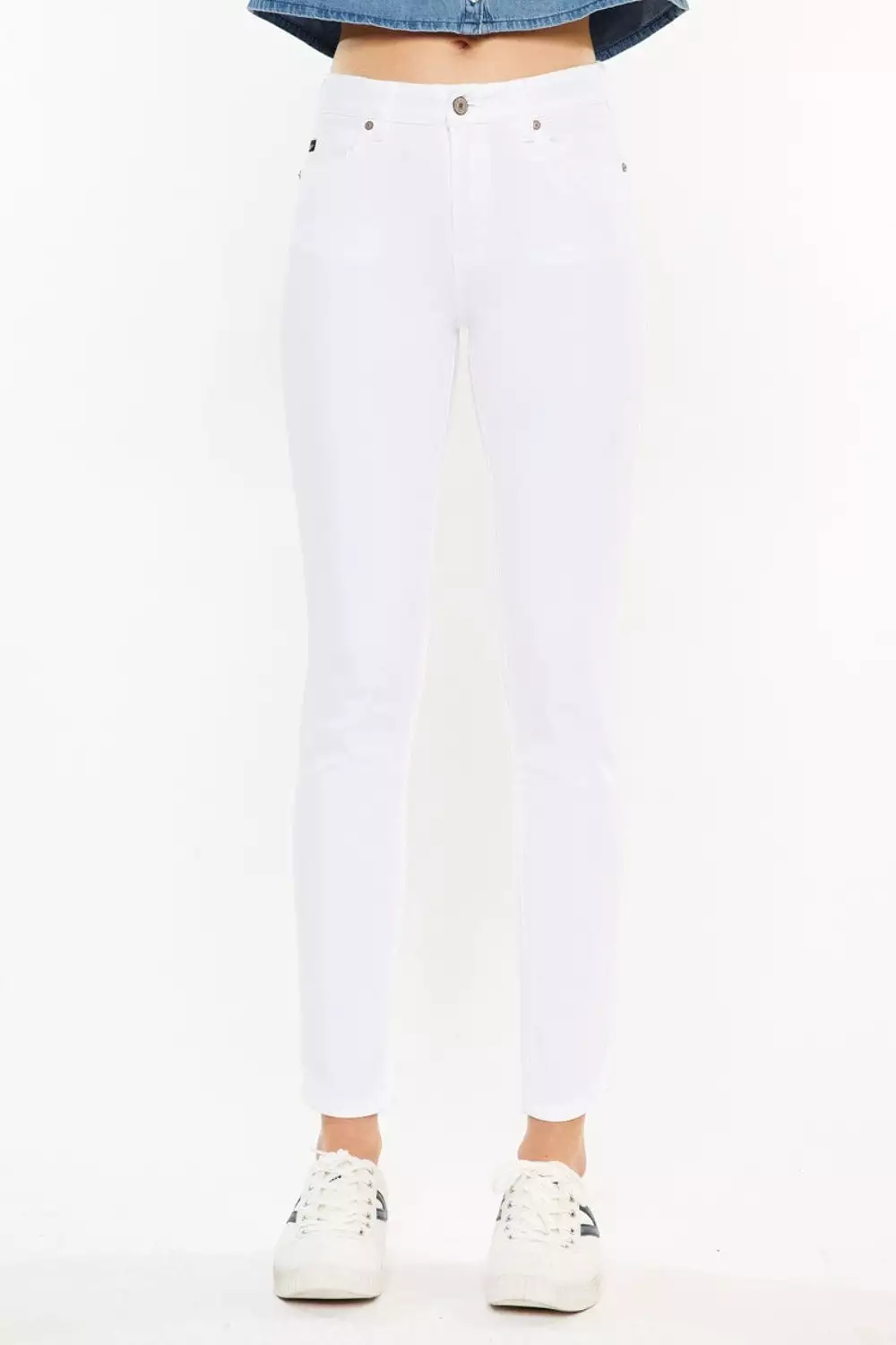 White High Rise Ankle Skinny Jeans