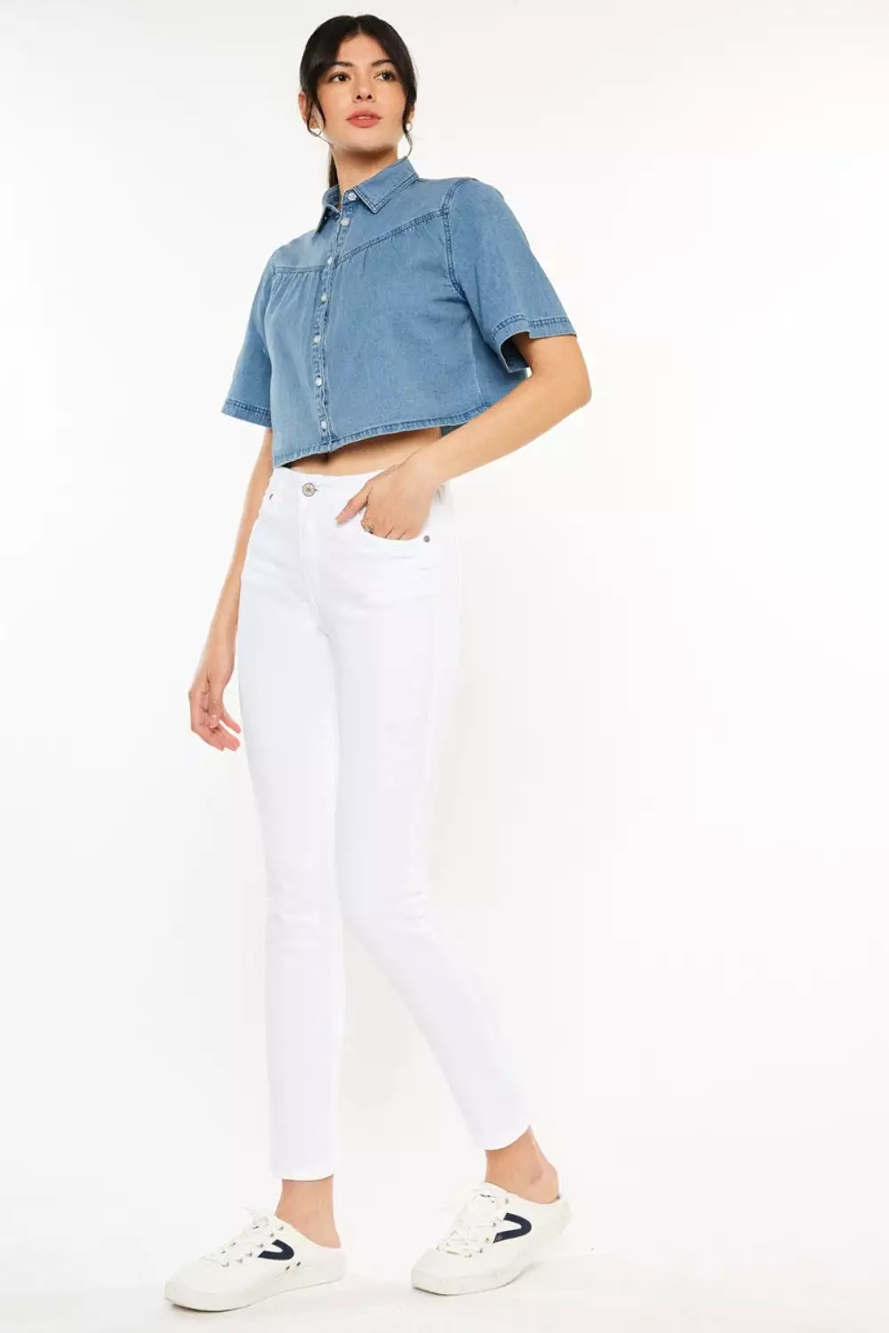 White High Rise Ankle Skinny Jeans