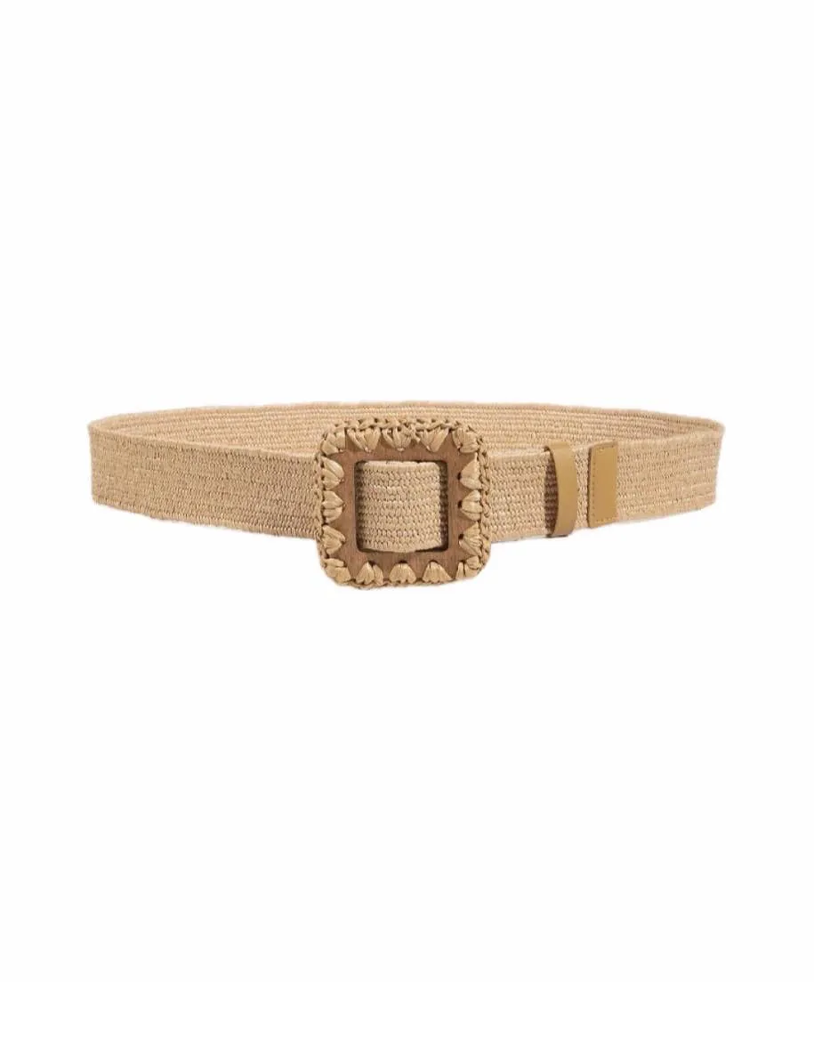 Woven Knitted Grass Square Buckle Belt