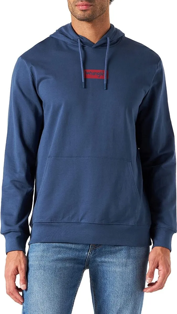 Wrangler Logo Hooded Sweatshirts Dark Denim