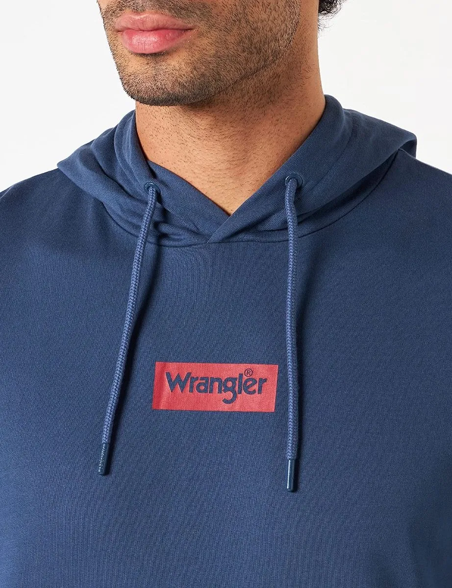 Wrangler Logo Hooded Sweatshirts Dark Denim